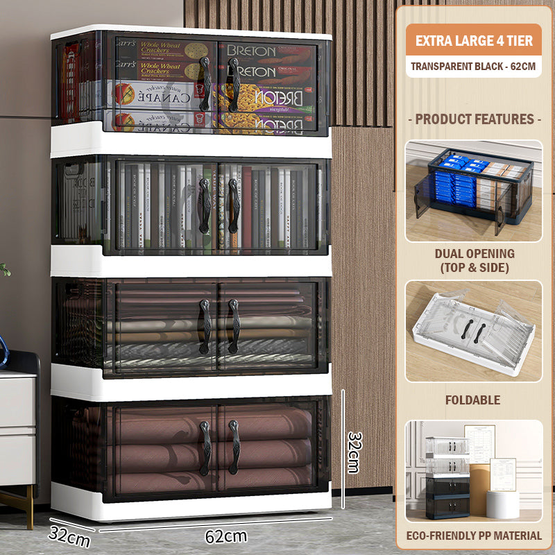 Foldable Transparent Double Door Storage Cabinet
