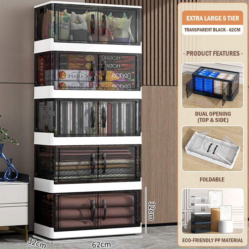 Foldable Transparent Double Door Storage Cabinet