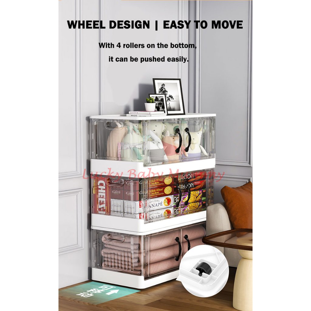 Foldable Transparent Double Door Storage Cabinet