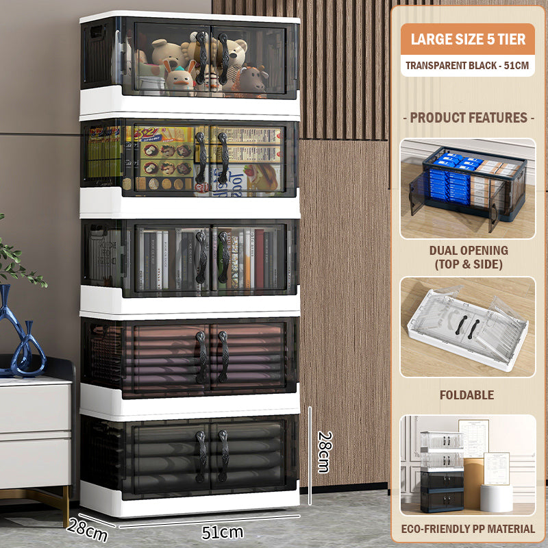 Foldable Transparent Double Door Storage Cabinet