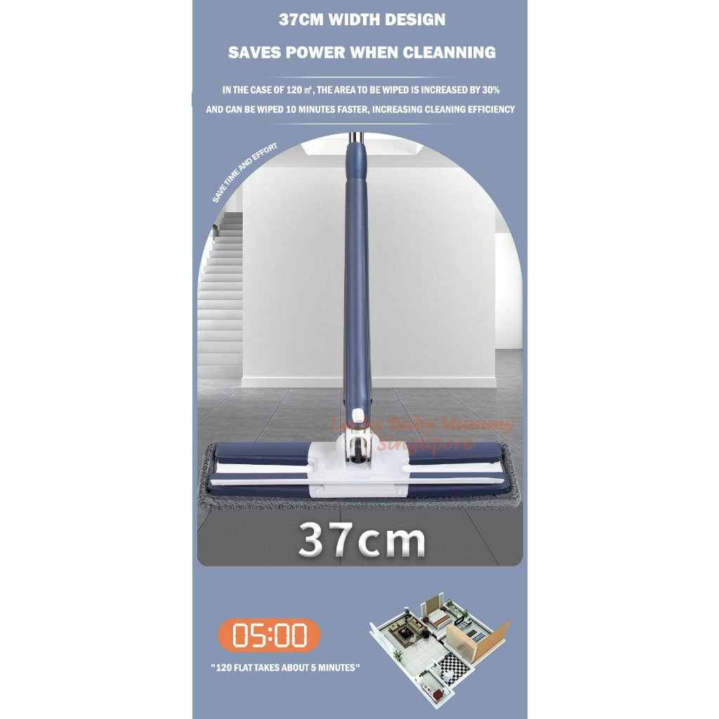 Large Panel Wet Dry Dual-Use Mop with Wiper Strip