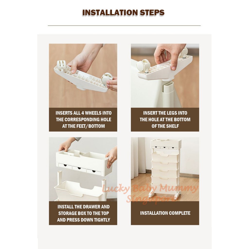 Desk Side Storage Rack Bookshelf With Wheels