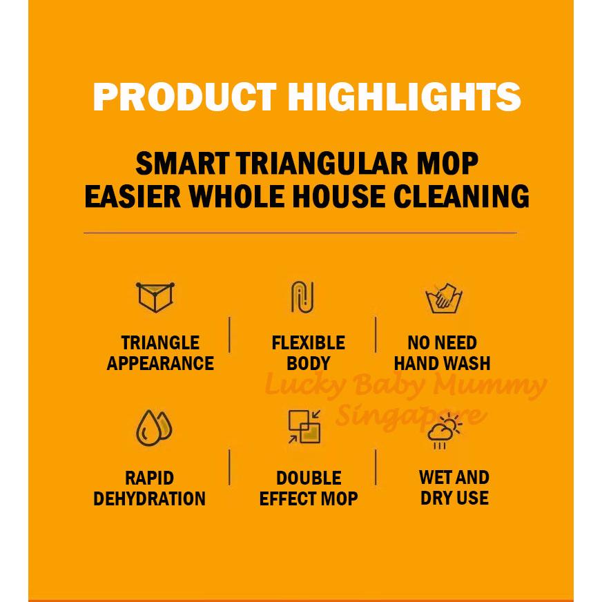 Auto Water Squeezing Triangular Mop