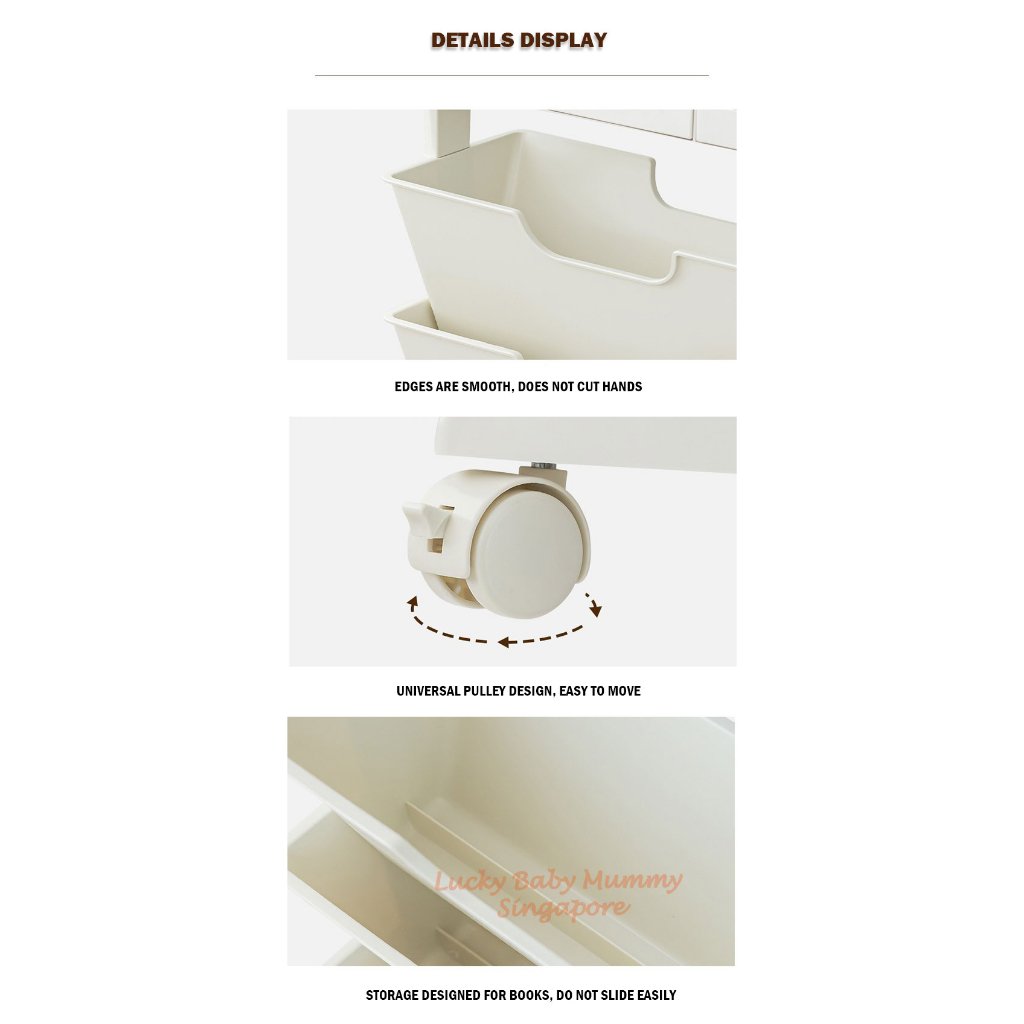 Desk Side Storage Rack Bookshelf With Wheels