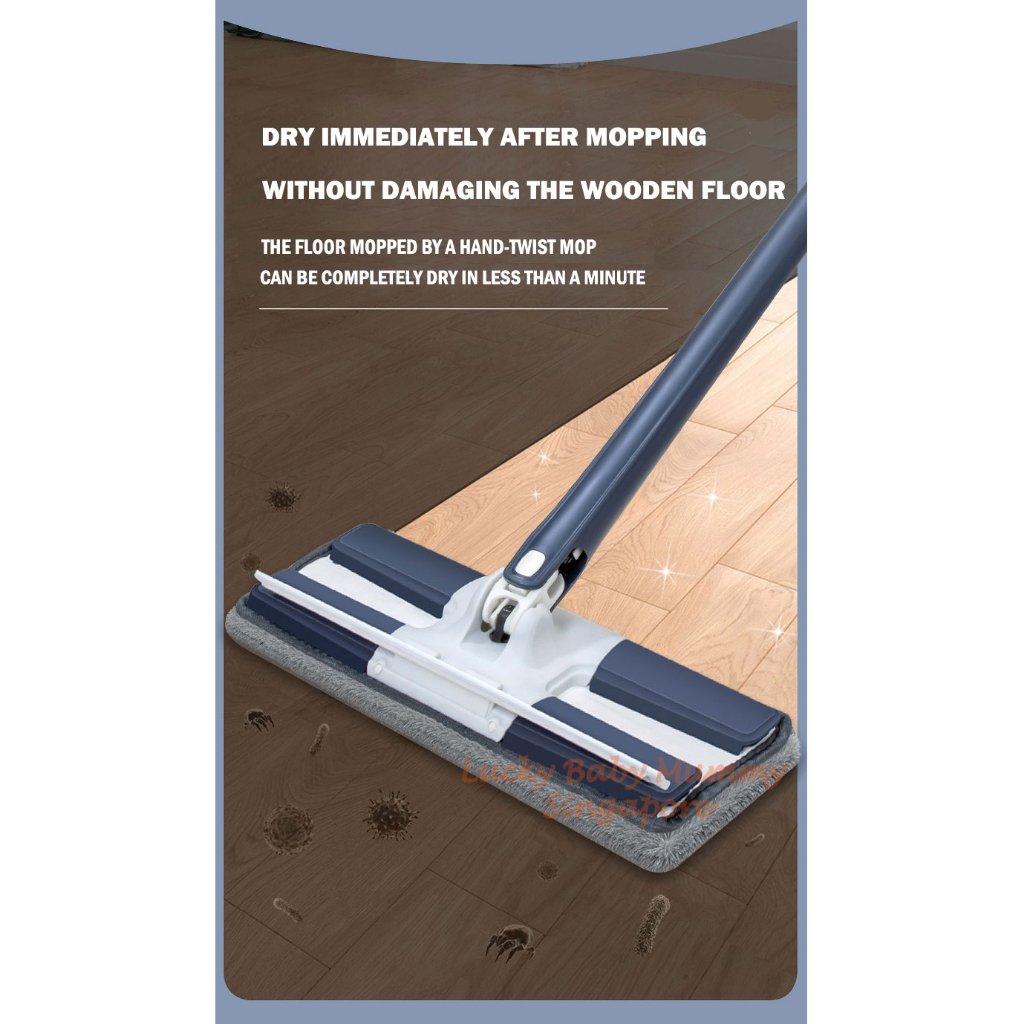 Large Panel Wet Dry Dual-Use Mop with Wiper Strip