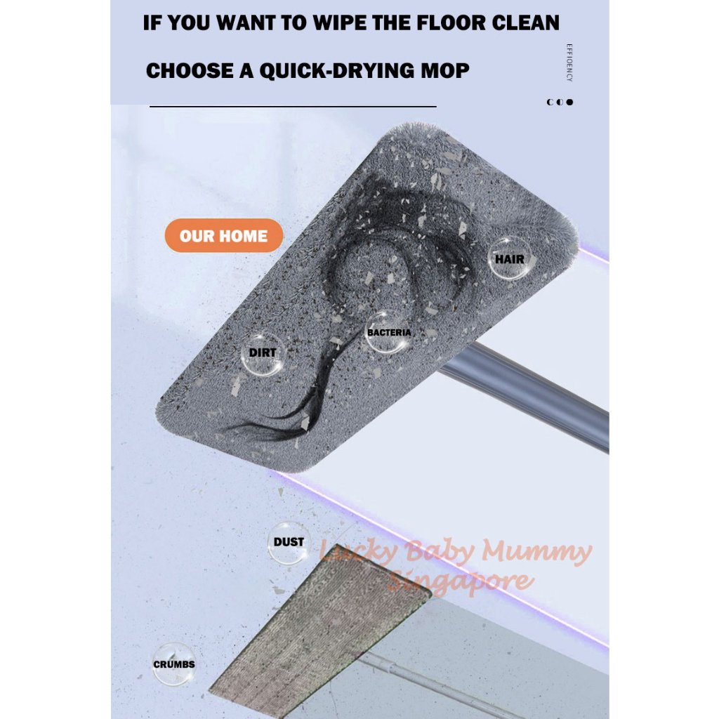 Large Panel Wet Dry Dual-Use Mop with Wiper Strip