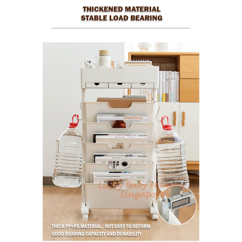 Desk Side Storage Rack Bookshelf With Wheels