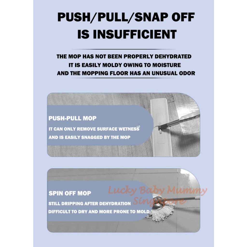 Large Panel Wet Dry Dual-Use Mop with Wiper Strip