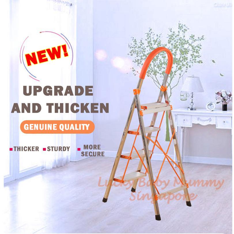 Heavy Duty Orange Aluminum Pedal Ladder 4/5/6 Steps
