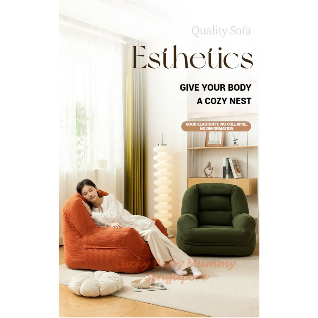 S23 Tatami Lazy Sofa With Leg Rest/ Cozy Tatami Chair for Bedroom, Balcony, and Living Room/ Washable Cover
