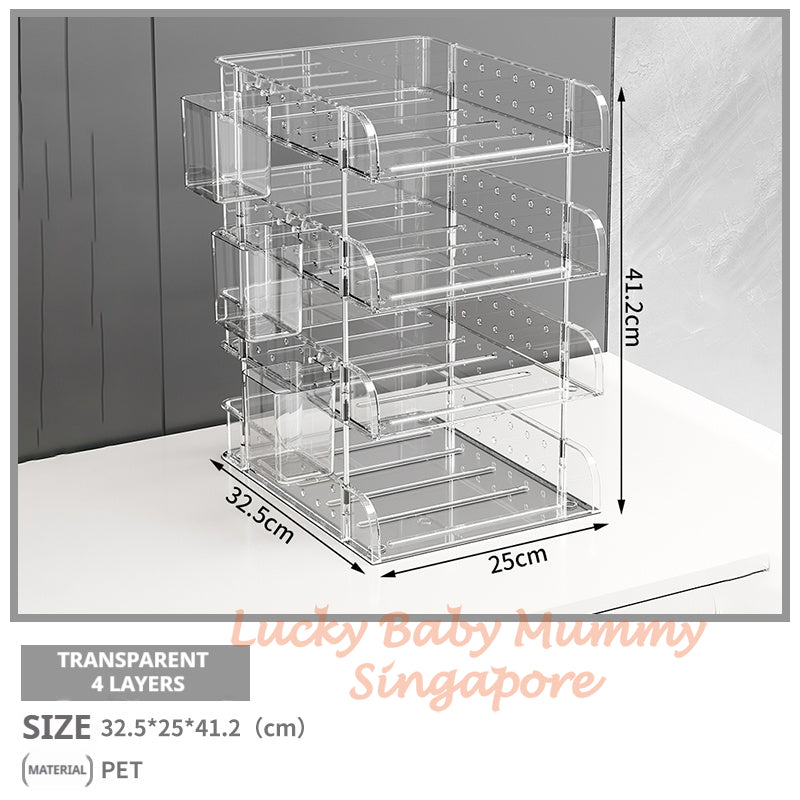 Clear Pegboard Desktop Organizer Rack/Acrylic A4 File Tray