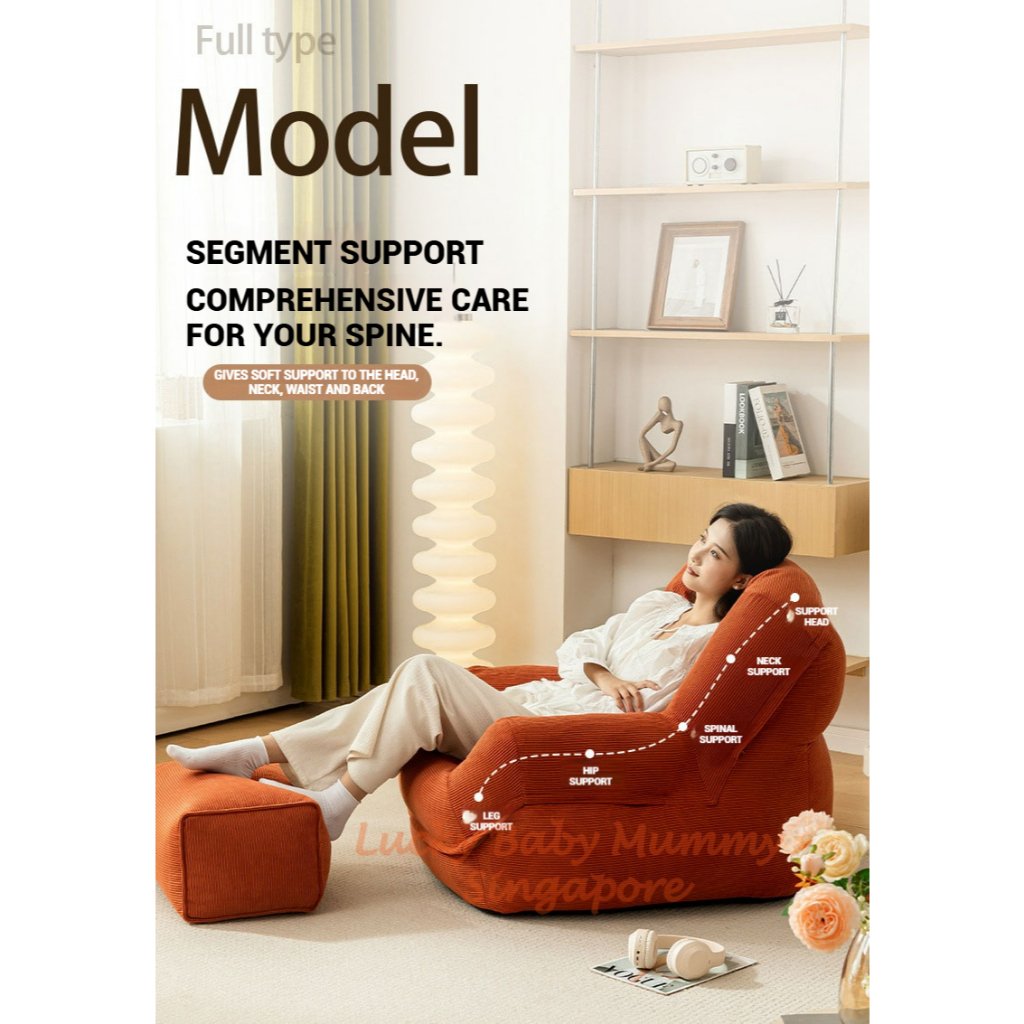 S23 Tatami Lazy Sofa With Leg Rest/ Cozy Tatami Chair for Bedroom, Balcony, and Living Room/ Washable Cover