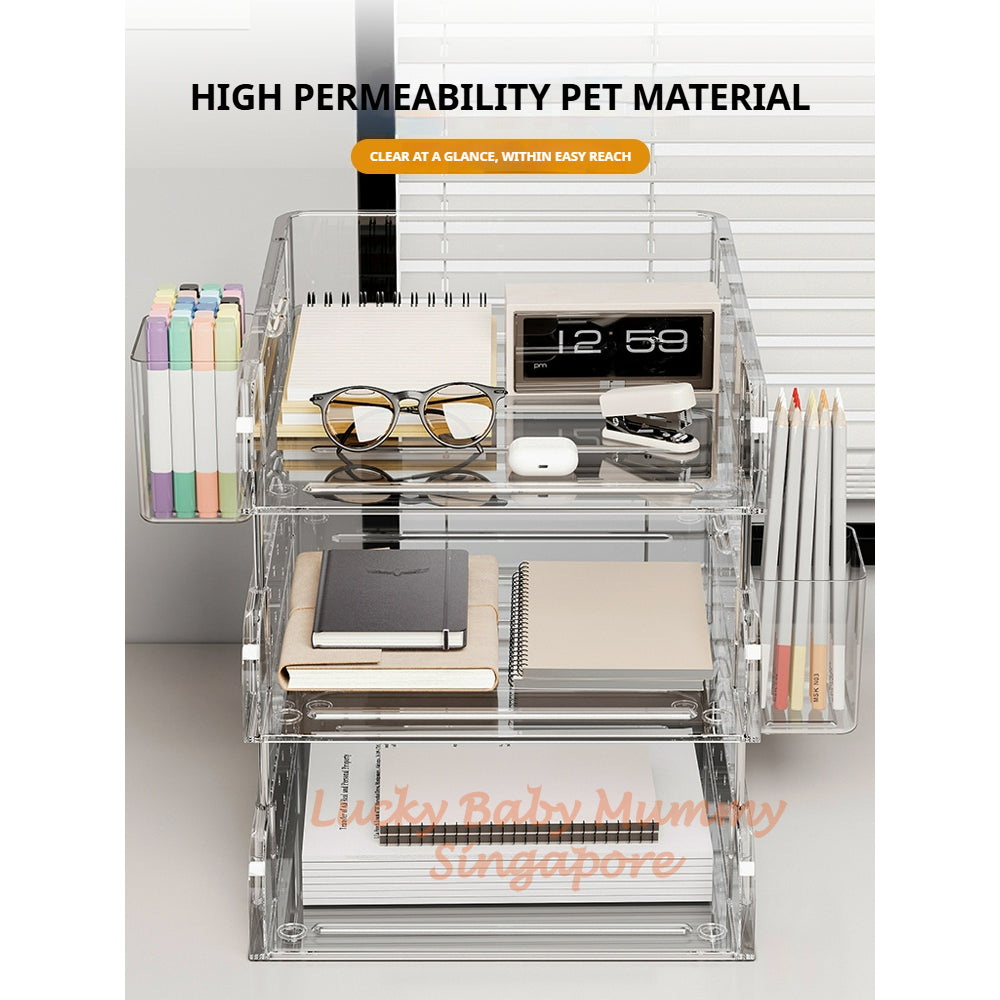 Clear Pegboard Desktop Organizer Rack/Acrylic A4 File Tray