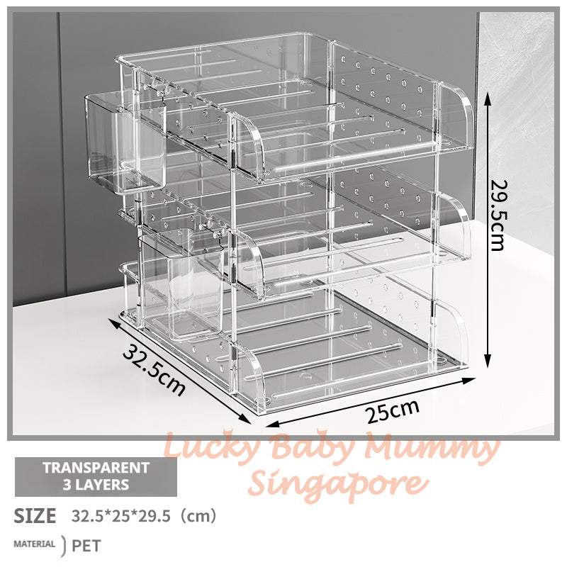 Clear Pegboard Desktop Organizer Rack/Acrylic A4 File Tray