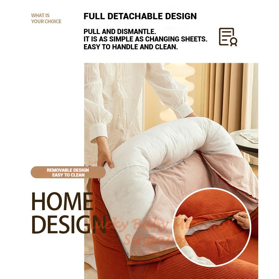 S23 Tatami Lazy Sofa With Leg Rest/ Cozy Tatami Chair for Bedroom, Balcony, and Living Room/ Washable Cover