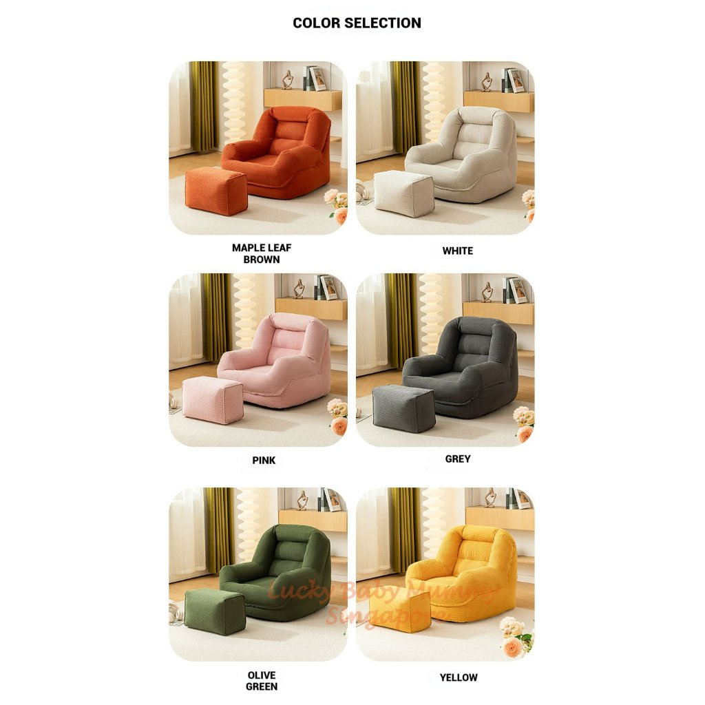 S23 Tatami Lazy Sofa With Leg Rest/ Cozy Tatami Chair for Bedroom, Balcony, and Living Room/ Washable Cover
