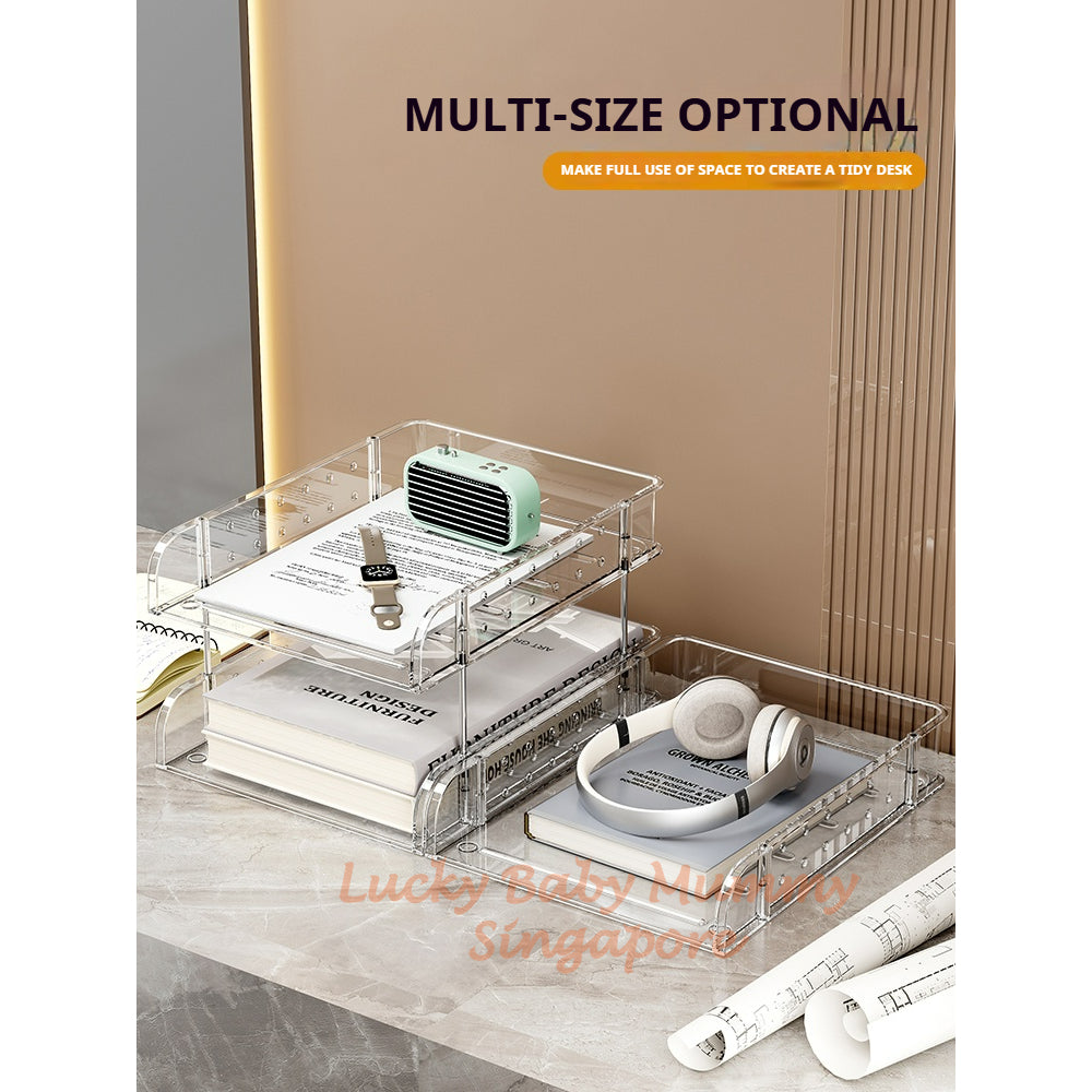 Clear Pegboard Desktop Organizer Rack/Acrylic A4 File Tray