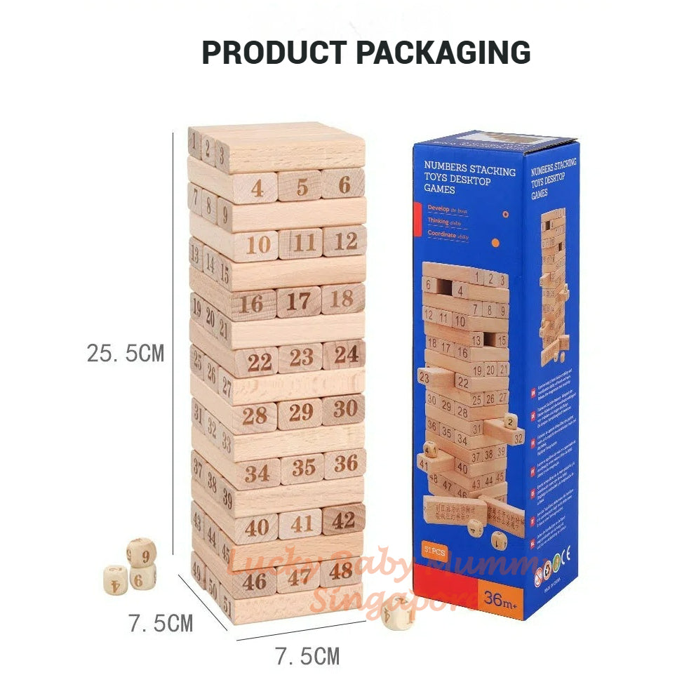 Wooden Stacking Blocks Game with Dice