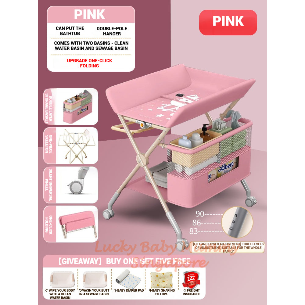 Baby Care Changing Table with Wheels