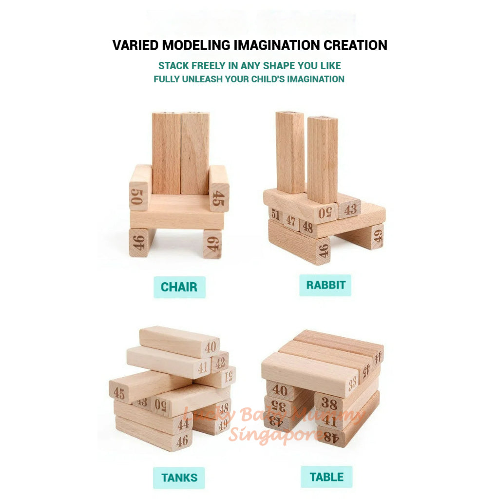 Wooden Stacking Blocks Game with Dice