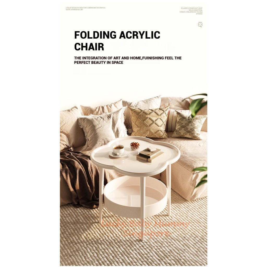 Clover Shape Coffee Table with Shelf