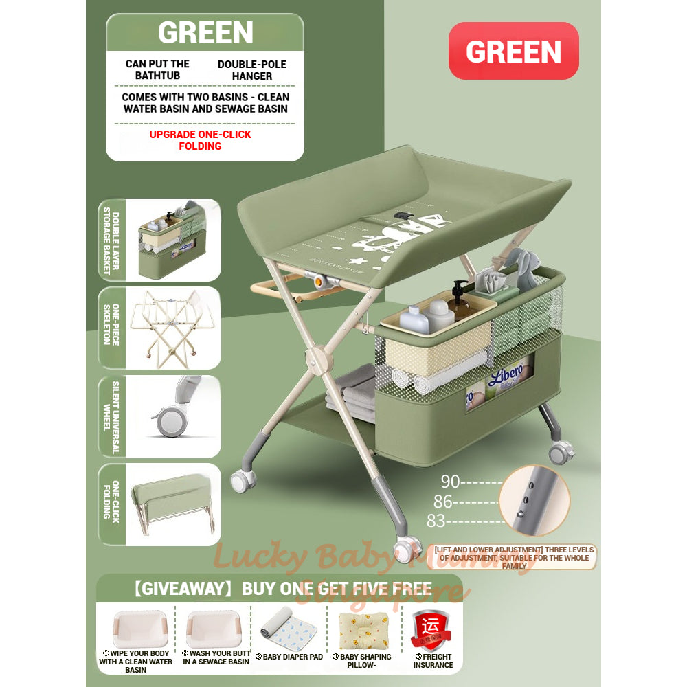 Baby Care Changing Table with Wheels