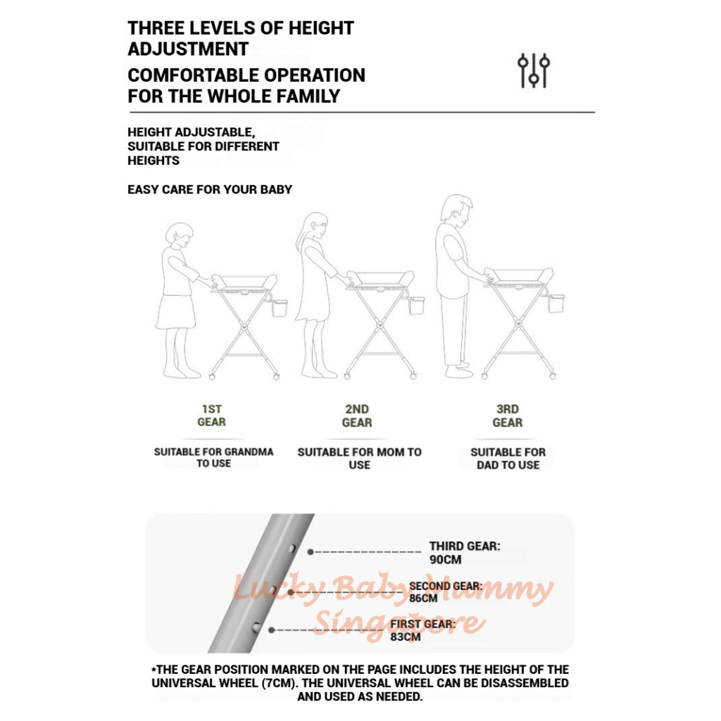 Baby Care Changing Table with Wheels
