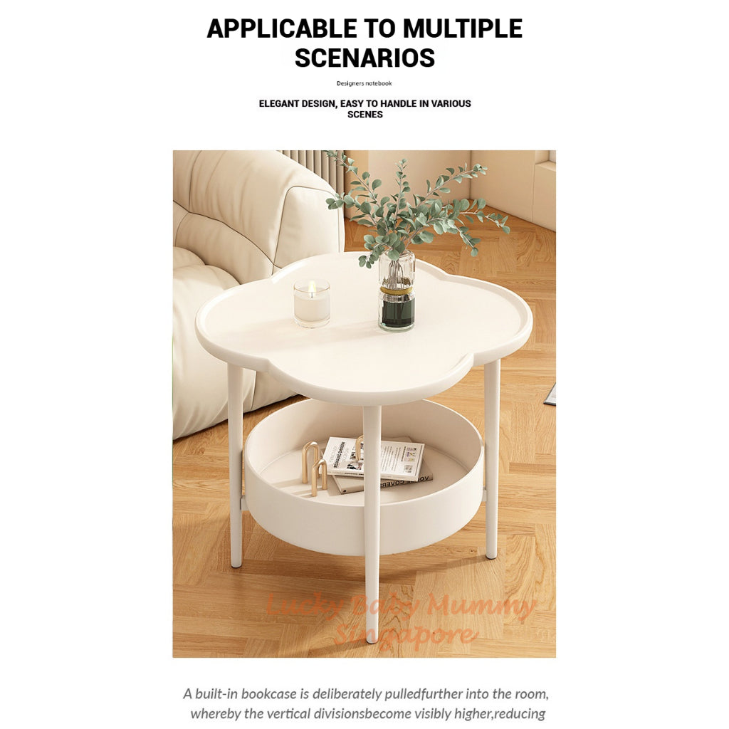 Clover Shape Coffee Table with Shelf