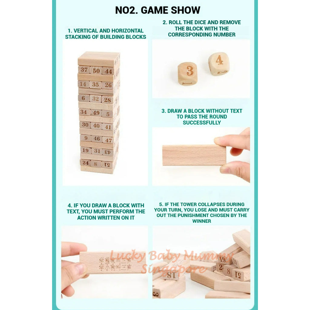 Wooden Stacking Blocks Game with Dice
