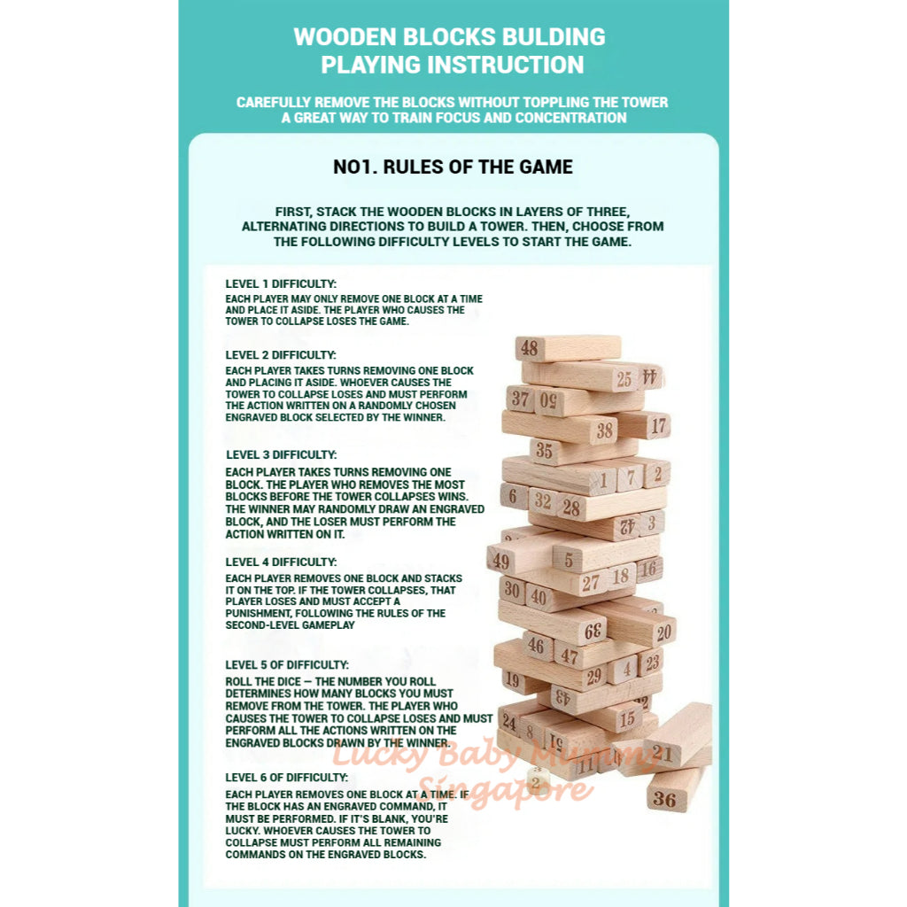 Wooden Stacking Blocks Game with Dice