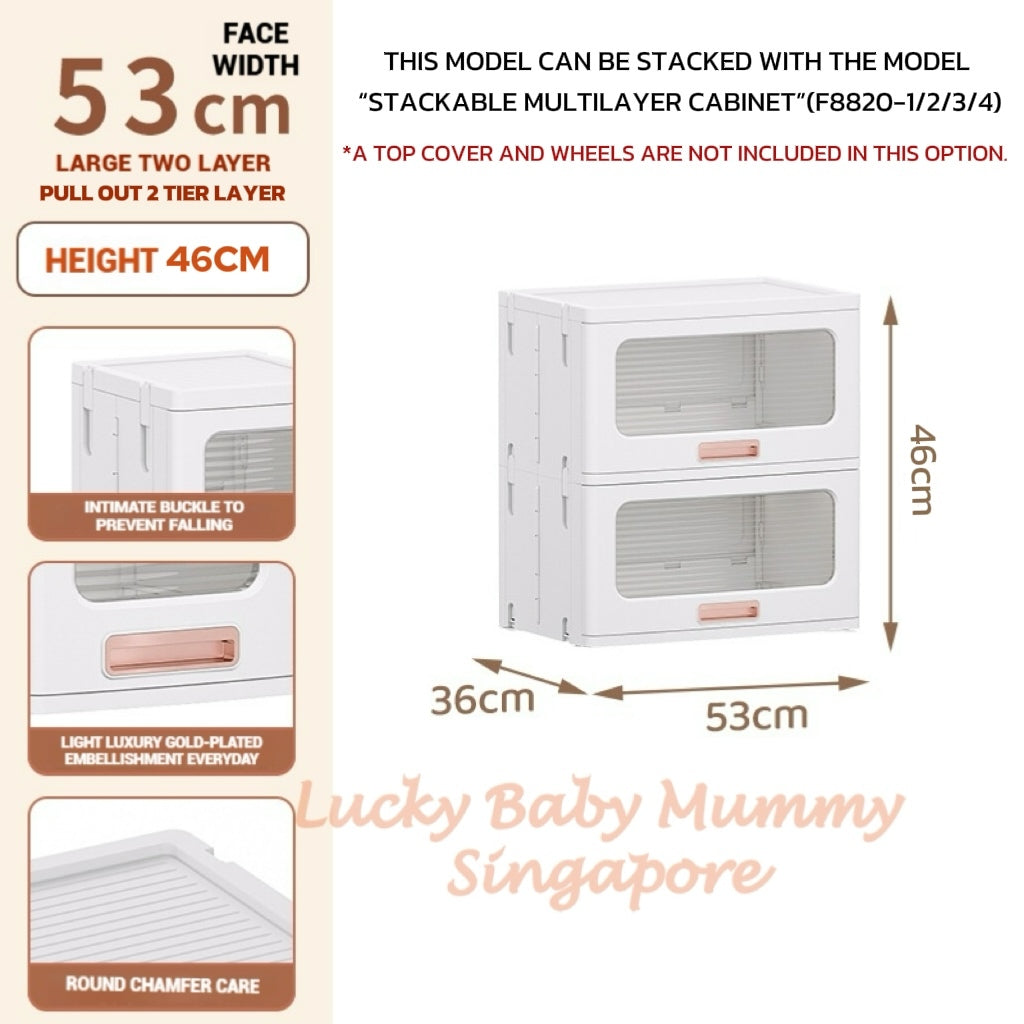 Stackable Multilayer Storage Cabinet with Wheels/Foldable Partitioned Rack/Plastic Storage Drawers