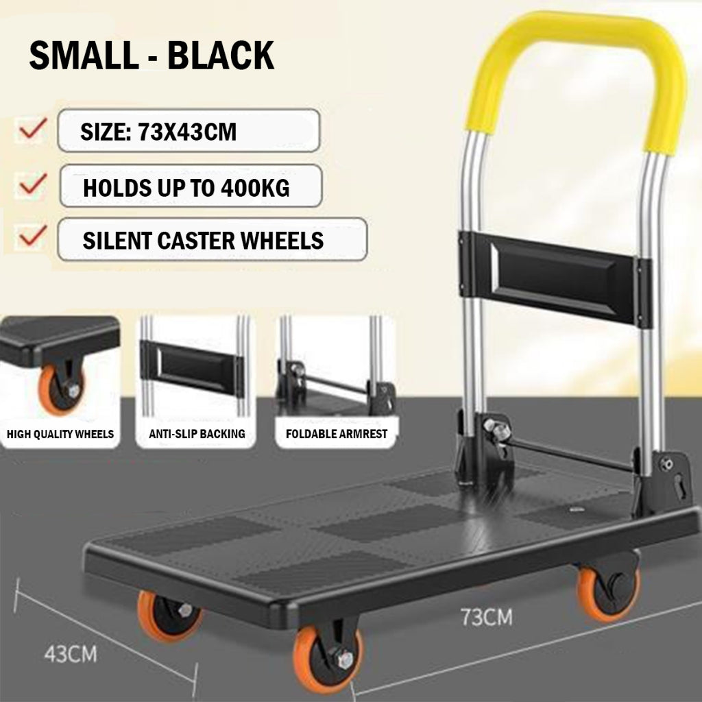 Foldable Large Capacity Mute Trolley with Armrest