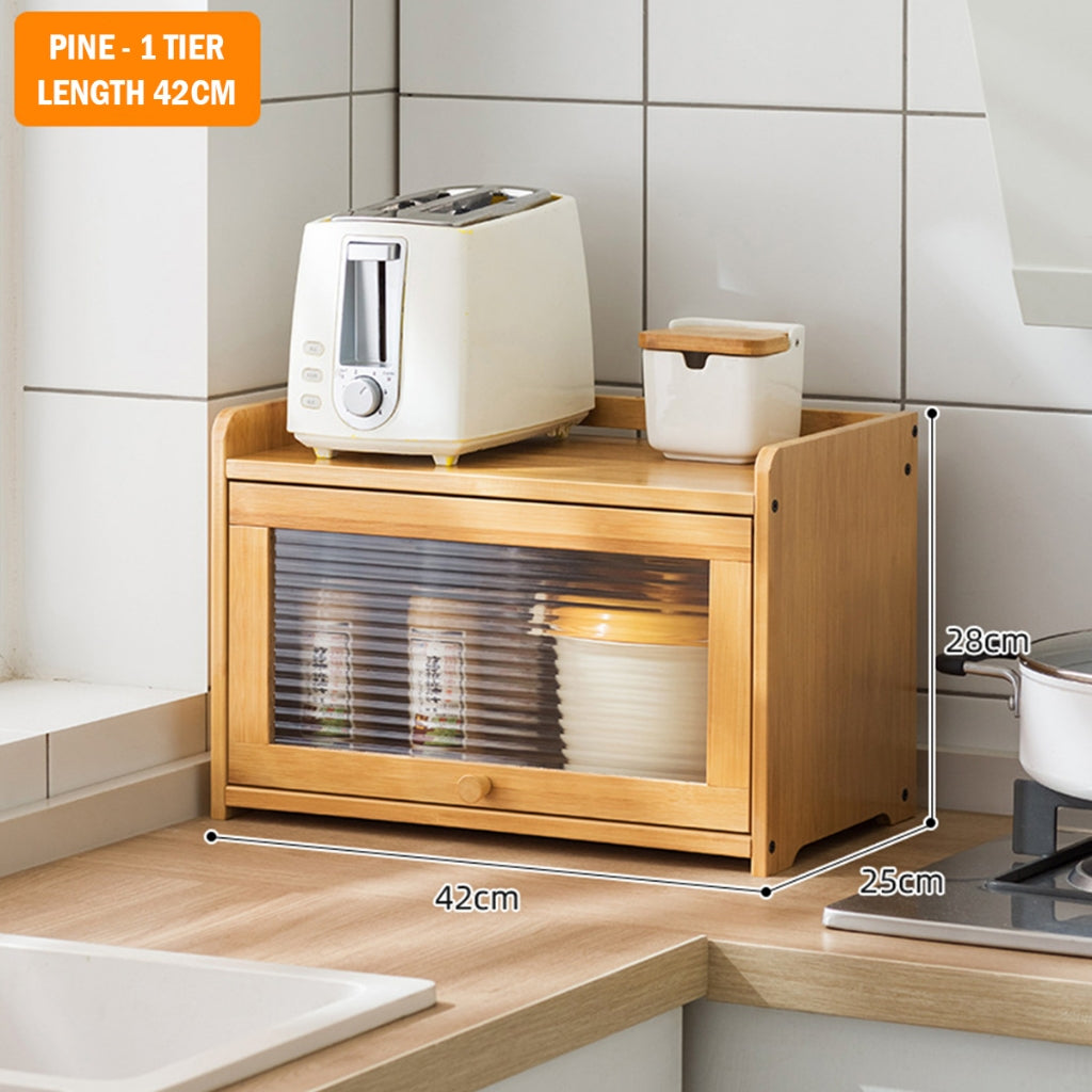 Kitchen Bamboo Cabinet with Acrylic Transparent Door