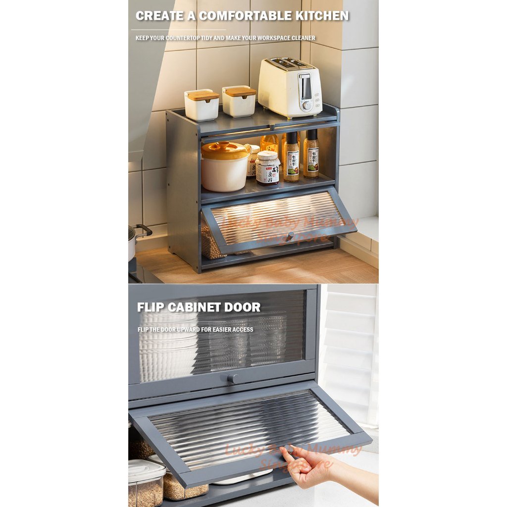 Kitchen Bamboo Cabinet with Acrylic Transparent Door