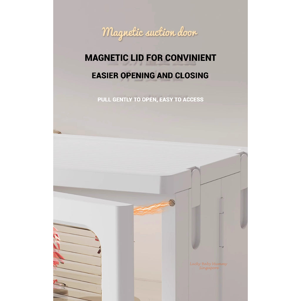 Stackable Multilayer Storage Cabinet with Wheels/Foldable Partitioned Rack/Plastic Storage Drawers