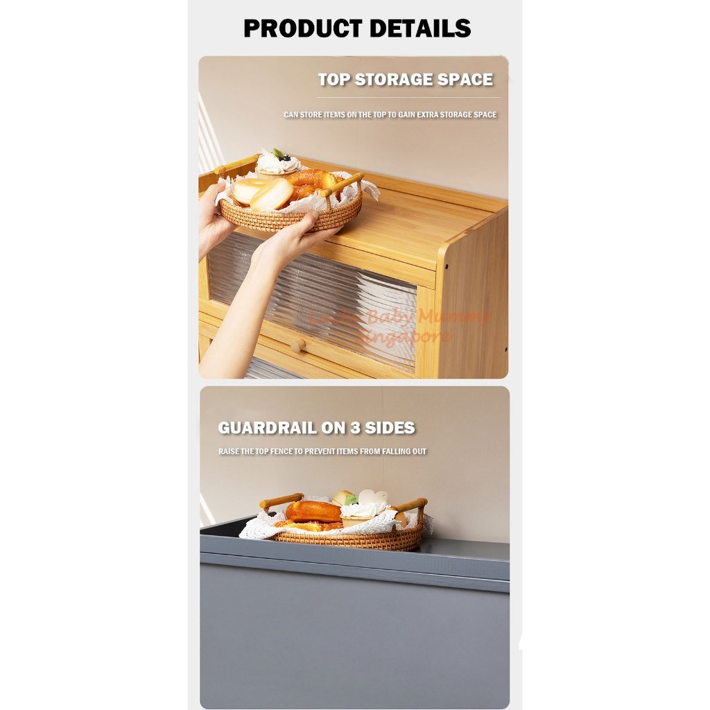 Kitchen Bamboo Cabinet with Acrylic Transparent Door