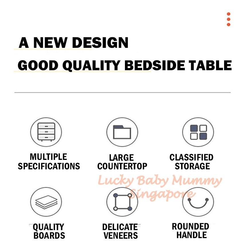 Modern Minimalist Narrow Bedside Table with Drawers