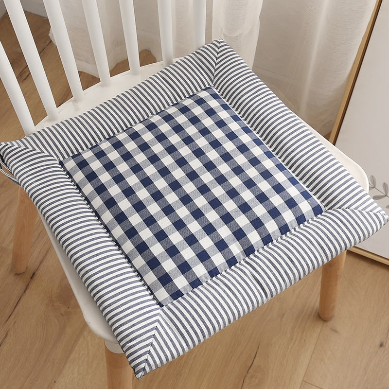 Cotton-Linen Checkered Cushion / Cover Sofa Office Chair / Square Seat Cushion / Colourful Mat Cushion