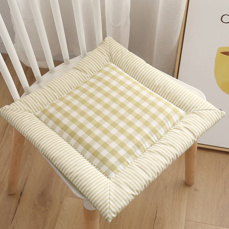 Cotton-Linen Checkered Cushion / Cover Sofa Office Chair / Square Seat Cushion / Colourful Mat Cushion