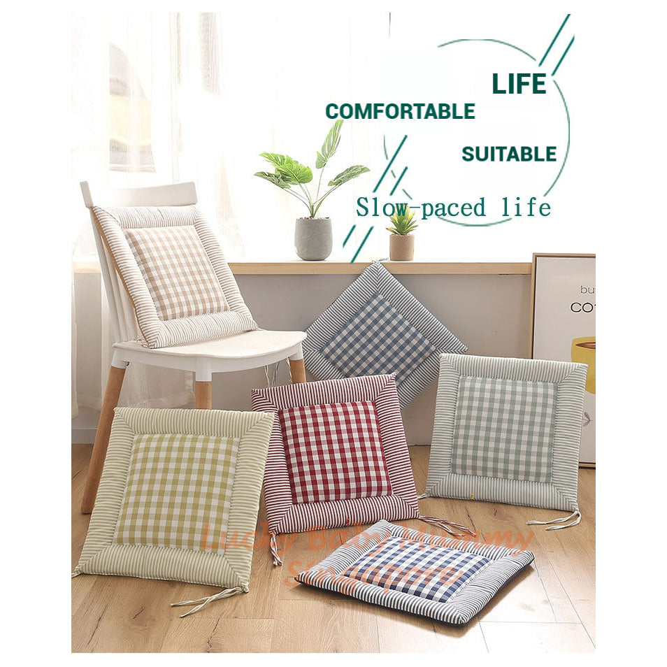 Cotton-Linen Checkered Cushion / Cover Sofa Office Chair / Square Seat Cushion / Colourful Mat Cushion