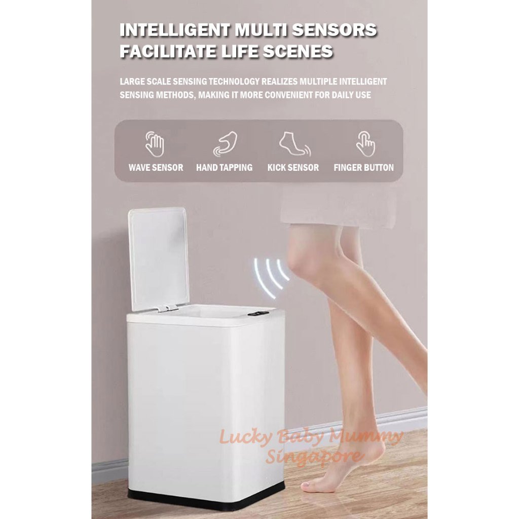 Stainless Steel Smart Dustbin Automatic Motion Sensor Stylish Bedroom Bathroom/Large Capacity