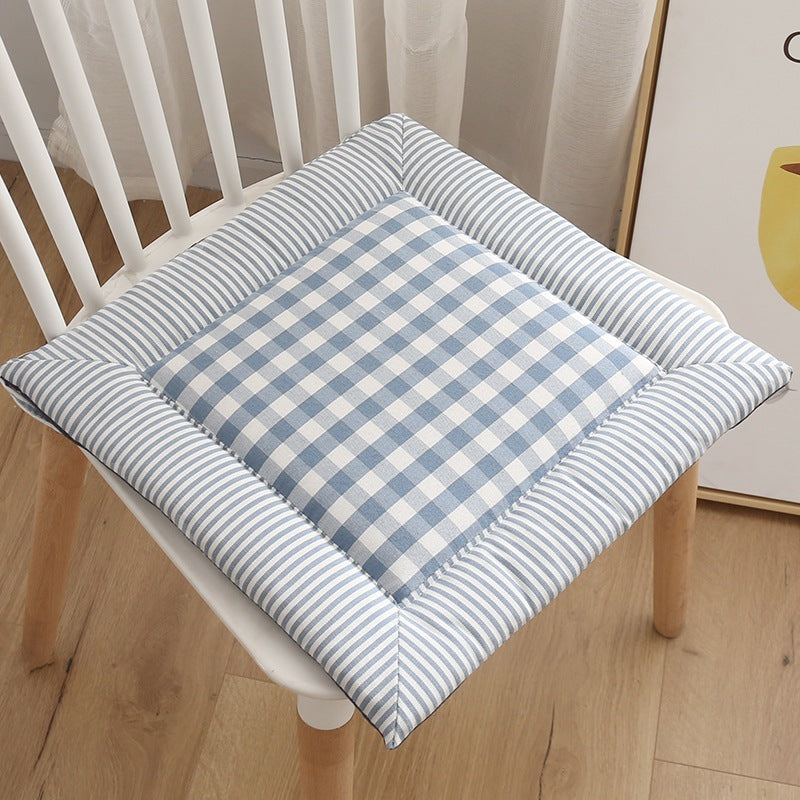 Cotton-Linen Checkered Cushion / Cover Sofa Office Chair / Square Seat Cushion / Colourful Mat Cushion