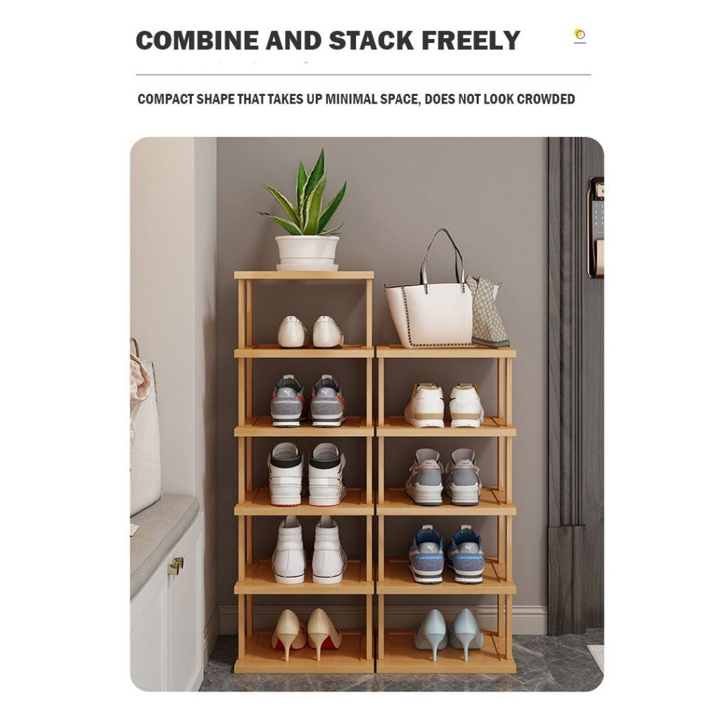 Stackable Bamboo Doorway Shoe Rack