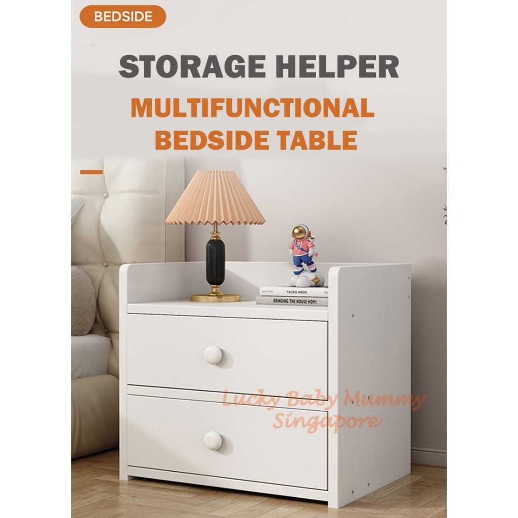 Modern Minimalist Narrow Bedside Table with Drawers