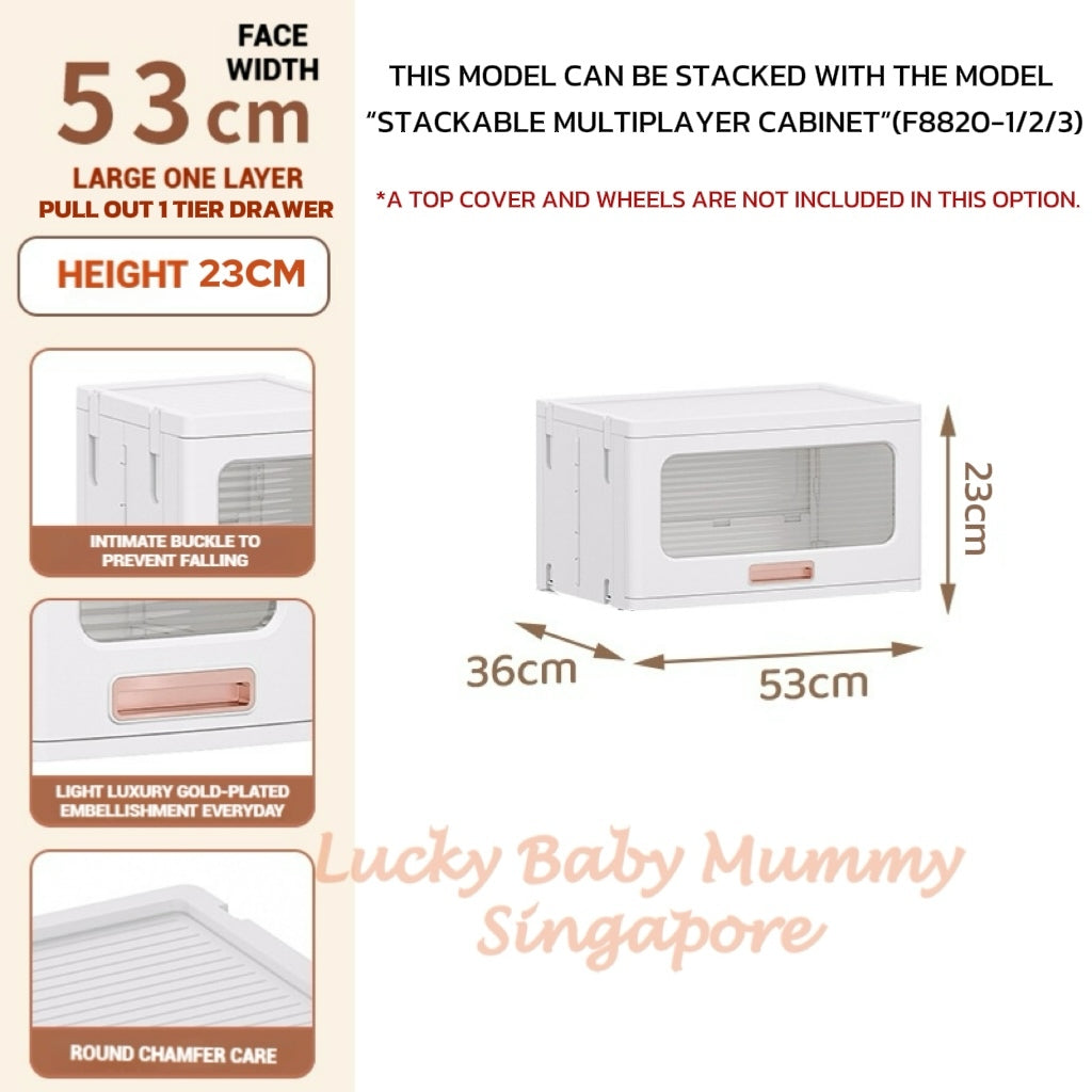 Stackable Multilayer Storage Cabinet with Wheels/Foldable Partitioned Rack/Plastic Storage Drawers