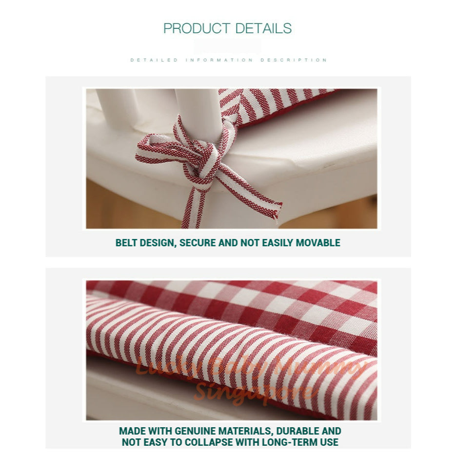 Cotton-Linen Checkered Cushion / Cover Sofa Office Chair / Square Seat Cushion / Colourful Mat Cushion