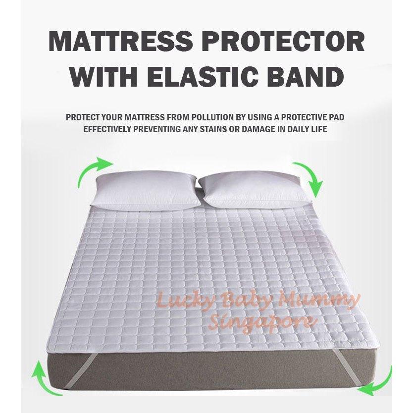 Mattress Protector with Elastic Band 4 Sizes Cotton Topper Household Bedding Washable Breathable Pad
