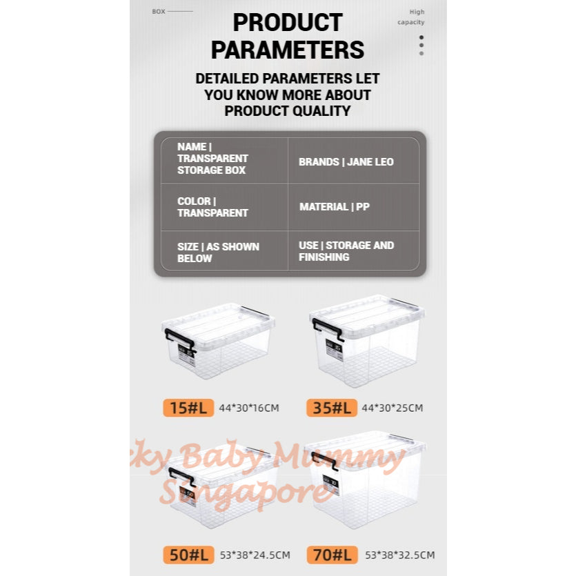 Stackable Transparent Storage Box / Storage Organisers / Multipurpose PP Storage Container with Handle
