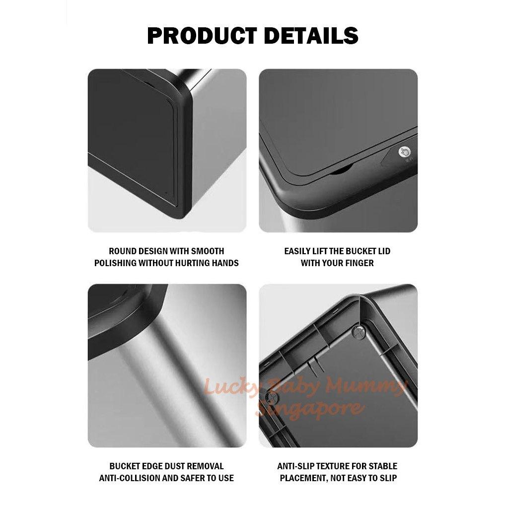 Stainless Steel Smart Dustbin Automatic Motion Sensor Stylish Bedroom Bathroom/Large Capacity