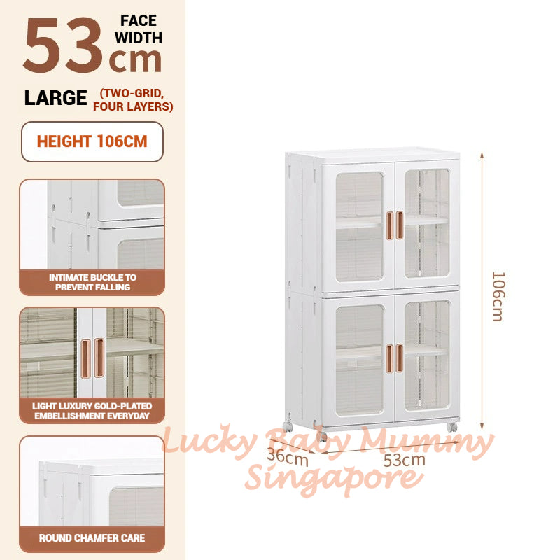 Stackable Multilayer Storage Cabinet with Wheels/Foldable Partitioned Rack/Plastic Storage Drawers